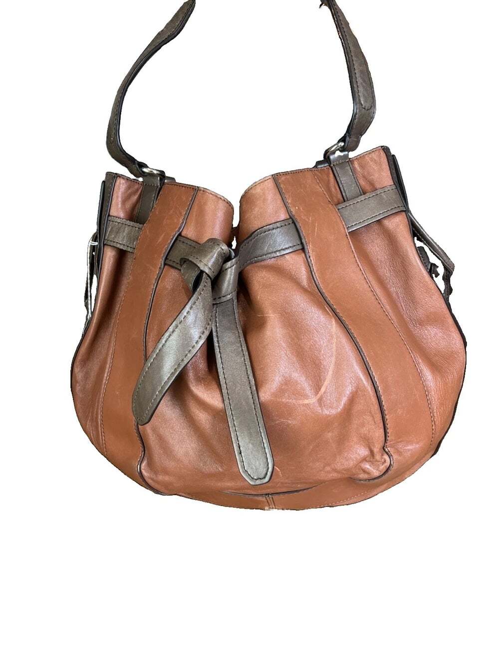 Kooba Parker Ginger Tan Large Shoulder Handbag Knotted Strap Hobo Boho Chic Y2K